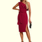 Marian Ruffle One Shoulder Elegant Bodycon Polyester Midi Dresses DEP0022326