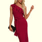 Marian Ruffle One Shoulder Elegant Bodycon Polyester Midi Dresses DEP0022326