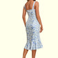 Lucy Flower Jacquard Square Elegant Sheath/Column Jacquard Asymmetrical Dresses DEP0022332