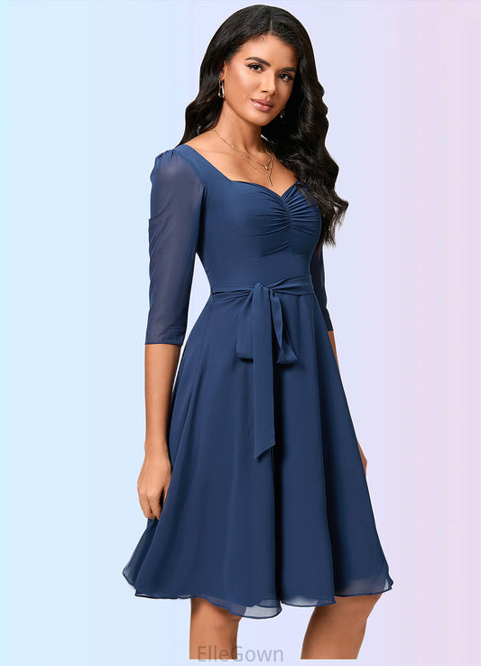 Marlee A-line V-Neck Knee-Length Chiffon Cocktail Dress With Ruffle DEP0022333