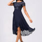 Madisyn A-line Scoop Asymmetrical Chiffon Lace Cocktail Dress With Cascading Ruffles DEP0022334