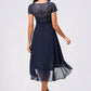 Madisyn A-line Scoop Asymmetrical Chiffon Lace Cocktail Dress With Cascading Ruffles DEP0022334