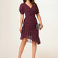 Elaina Sheath/Column V-Neck Asymmetrical Chiffon Cocktail Dress With Cascading Ruffles Ruffle DEP0022339