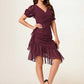 Elaina Sheath/Column V-Neck Asymmetrical Chiffon Cocktail Dress With Cascading Ruffles Ruffle DEP0022339