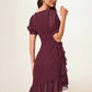 Elaina Sheath/Column V-Neck Asymmetrical Chiffon Cocktail Dress With Cascading Ruffles Ruffle DEP0022339