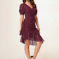 Elaina Sheath/Column V-Neck Asymmetrical Chiffon Cocktail Dress With Cascading Ruffles Ruffle DEP0022339