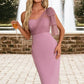 Kayley One Shoulder Elegant Sheath/Column Polyester Tulle Midi Dresses DEP0022343