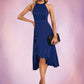 Kayden Cascading Ruffles High Neck Elegant A-line Cotton Blends Asymmetrical Midi Dresses DEP0022353