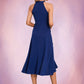 Kayden Cascading Ruffles High Neck Elegant A-line Cotton Blends Asymmetrical Midi Dresses DEP0022353