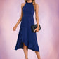 Kayden Cascading Ruffles High Neck Elegant A-line Cotton Blends Asymmetrical Midi Dresses DEP0022353