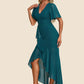 Jazmyn Ruffle V-Neck Elegant Trumpet/Mermaid Chiffon Asymmetrical Dresses DEP0022358