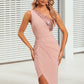 Belen Sequins One Shoulder Elegant Sheath/Column Polyester Asymmetrical Midi Dresses DEP0022362