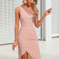 Belen Sequins One Shoulder Elegant Sheath/Column Polyester Asymmetrical Midi Dresses DEP0022362