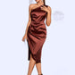 Lois Ruffle One Shoulder Elegant Sheath/Column Satin Midi Dresses DEP0022363