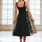 Janiah Flower Jacquard Square Elegant A-line Polyester Tulle Midi Dresses DEP0022392