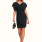 Christine Cascading Ruffles Ruffle V-Neck Elegant Sheath/Column Chiffon Dresses DEP0022394