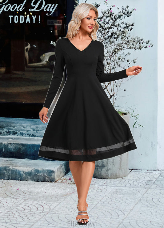 Tanya V-Neck Elegant A-line Polyester Midi Dresses DEP0022403