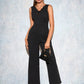 Lilian Jacquard V-Neck Elegant Jumpsuit/Pantsuit Polyester Maxi Dresses DEP0022404