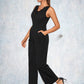 Lilian Jacquard V-Neck Elegant Jumpsuit/Pantsuit Polyester Maxi Dresses DEP0022404