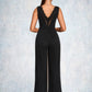 Lilian Jacquard V-Neck Elegant Jumpsuit/Pantsuit Polyester Maxi Dresses DEP0022404