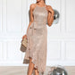 Chloe Sequins High Neck Elegant A-line Sequin Asymmetrical Dresses DEP0022405