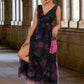 Miriam Floral Print V-Neck Elegant A-line Organza Maxi Dresses DEP0022406