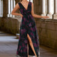 Miriam Floral Print V-Neck Elegant A-line Organza Maxi Dresses DEP0022406