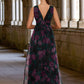 Miriam Floral Print V-Neck Elegant A-line Organza Maxi Dresses DEP0022406