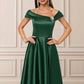 Anya A-line Asymmetrical Knee-Length Satin Cocktail Dress With Rhinestone Crystal Brooch DEP0022407