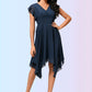 Asia A-line V-Neck Tea-Length Chiffon Cocktail Dress DEP0022409