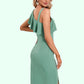 Evelyn Cascading Ruffles Asymmetrical Elegant Sheath/Column Polyester Midi Dresses DEP0022411