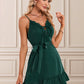 Eileen Appliques Lace Halter Elegant A-line Satin Mini Dresses DEP0022413