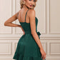 Eileen Appliques Lace Halter Elegant A-line Satin Mini Dresses DEP0022413