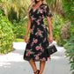 Mareli Floral Print V-Neck Elegant A-line Chiffon Midi Dresses DEP0022424