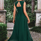 Yadira Beading Ruffle V-Neck Elegant A-line Chiffon Maxi Dresses DEP0022431