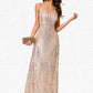 Kyleigh V-Neck Sheath/Column Sequin Dresses DEP0022440