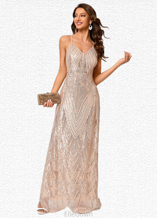 Kyleigh V-Neck Sheath/Column Sequin Dresses DEP0022440