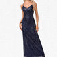 Kyleigh V-Neck Sheath/Column Sequin Dresses DEP0022440