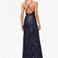 Kyleigh V-Neck Sheath/Column Sequin Dresses DEP0022440