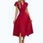 Evelyn Cascading Ruffles V-Neck Elegant A-line Cotton Blends Midi Dresses DEP0022444