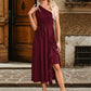 Alivia Cascading Ruffles One Shoulder Elegant A-line Cotton Blends Maxi Dresses DEP0022445