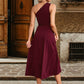 Alivia Cascading Ruffles One Shoulder Elegant A-line Cotton Blends Maxi Dresses DEP0022445