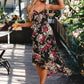 Bella Ruffle Floral Print V-Neck Elegant A-line Chiffon Asymmetrical Dresses DEP0022447