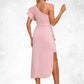 Jordyn Ruffle One Shoulder Elegant Sheath/Column Polyester Asymmetrical Dresses DEP0022450