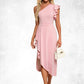 Jordyn Ruffle One Shoulder Elegant Sheath/Column Polyester Asymmetrical Dresses DEP0022450