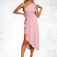 Jordyn Ruffle One Shoulder Elegant Sheath/Column Polyester Asymmetrical Dresses DEP0022450