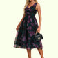 Sarah Floral Print Sweetheart Elegant A-line Organza Midi Dresses DEP0022454