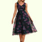 Sarah Floral Print Sweetheart Elegant A-line Organza Midi Dresses DEP0022454