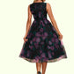 Sarah Floral Print Sweetheart Elegant A-line Organza Midi Dresses DEP0022454