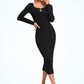 Serena Rhinestone Square Elegant Bodycon Jersey Midi Dresses DEP0022464